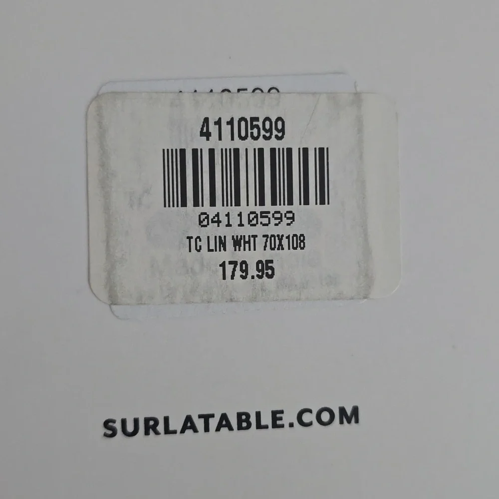 ❤️BUY 2 GET 1 FREE  Sur La Table Classic White Linen Tablecloth, Size 108